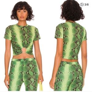 Cult Gaia Green Ombre Snakeskin Top